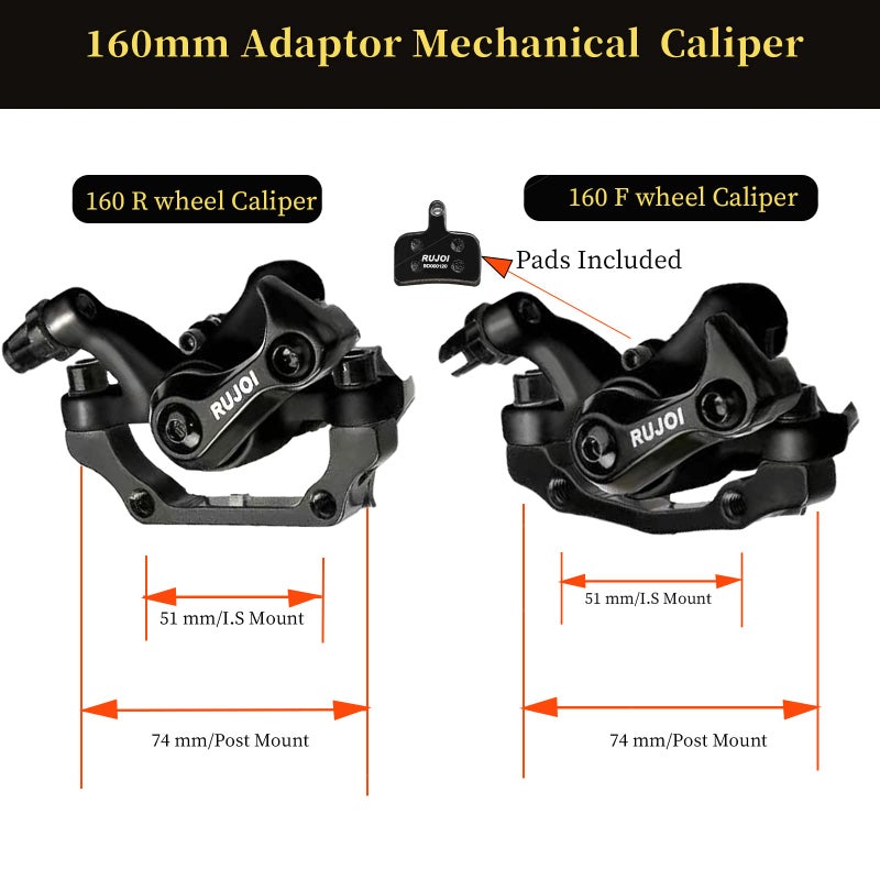 RUJOI Bike Disc Brake Kit, Aluminum Front Caliper, Full Aluminum Alloy Bicycle Brake Lever, 160mm Rotor, Mechanic Tool-Free Pad Adjuster for Road Bike, Mountain Bike (1 Set) - Image 5